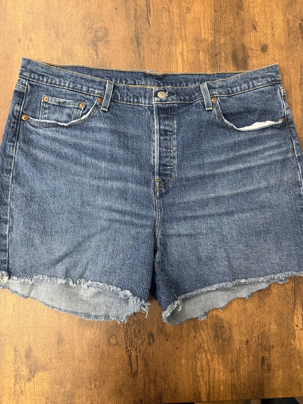 Levi's 501 Distressed Dark Blue Denim Cutoff Shorts Women 18W